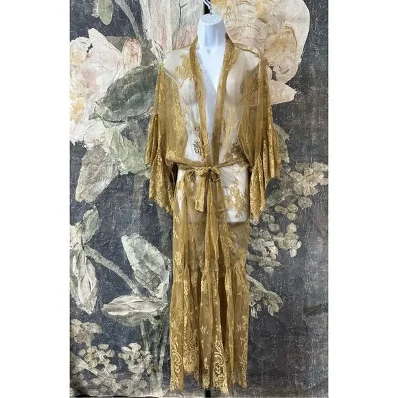 Free People Barbara Tiered Lace Duster Size One Size - Picture 3 of 6